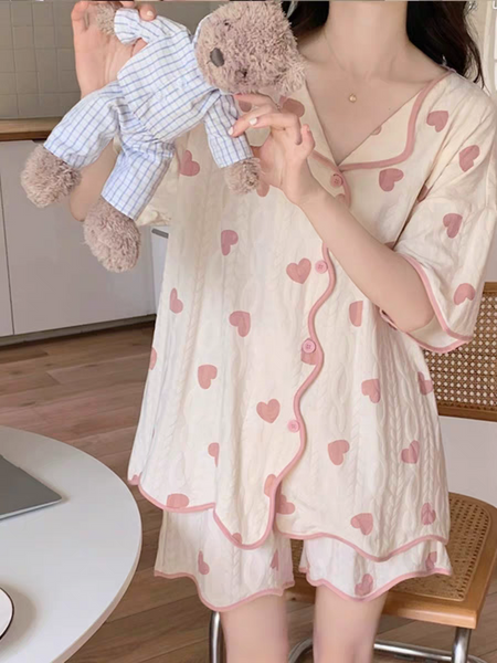 Evrin Padded Nightsuit In Off White - front shot on model - Miss Mosa By Akanksha