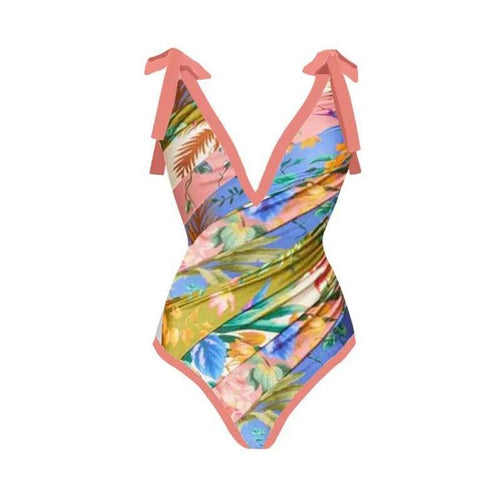 Ezra swimsuit with Sarong skirt In Pink