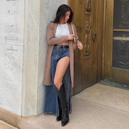 Yeti Maxi Trending Denim Skirt In Blue