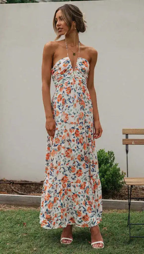 Gemmo Breezy Summer Holiday Dress In Peach