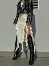 Jennie Ruffled Skirt in Offwhite - Alamode By Akanksha