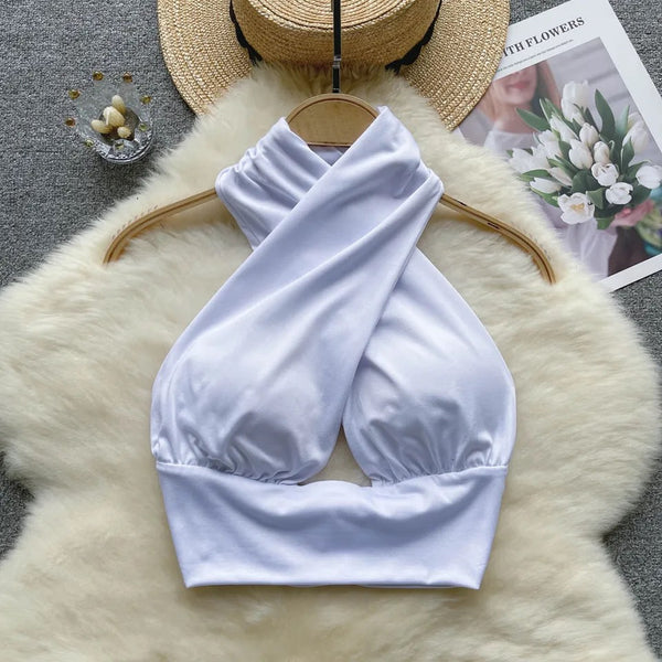 Suko Summer Tops with Inbuilt Bra In White