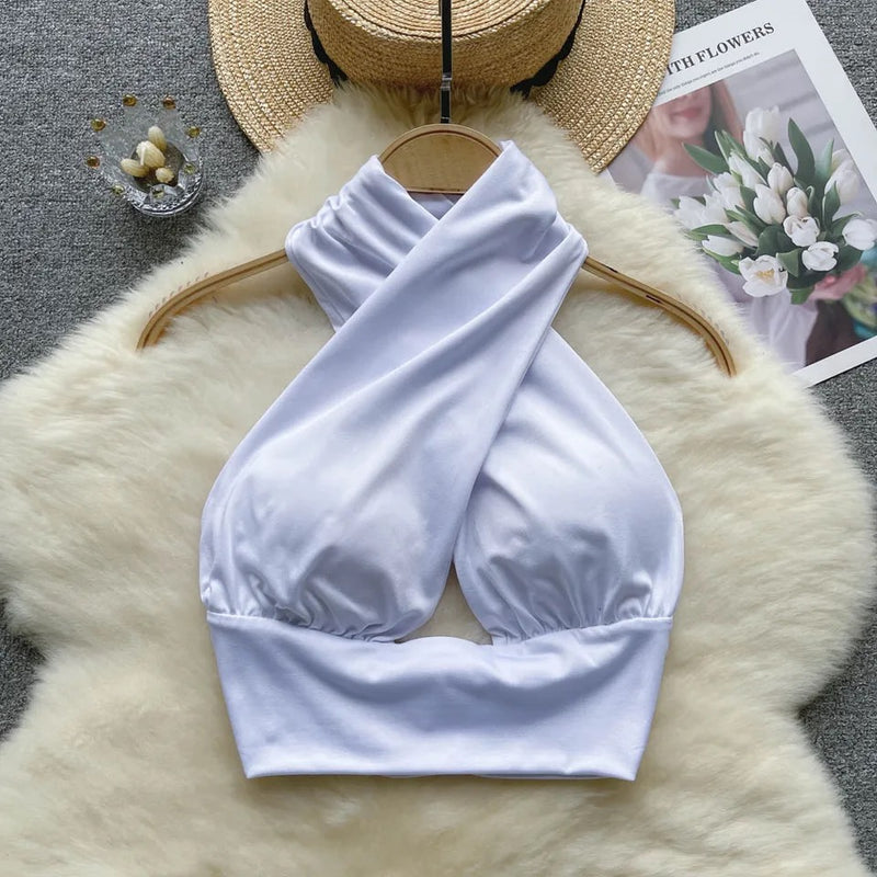 Suko Summer Tops with Inbuilt Bra In White
