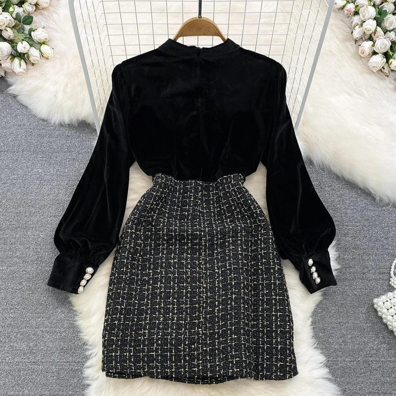 Reina Velvet and Tweed Dress - Alamode By Akanksha