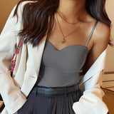 Rome Tank Tops with Inbuilt Bra In Grey