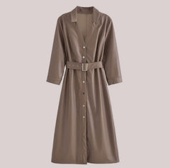 Fabian Leather Dress - flat-lay product shot, brown - Miss Mosa By Akanksha