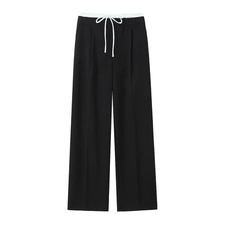 Fady High Waisted Pants - flat-lay product shot, black - Miss Mosa By Akanksha