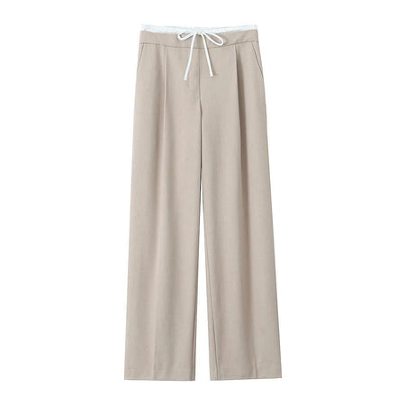 Fady High Waisted Pants - flat-lay product shot, beige - Miss Mosa By Akanksha
