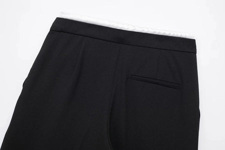Fady High Waisted Pants - close-up of waistband, black - Miss Mosa By Akanksha