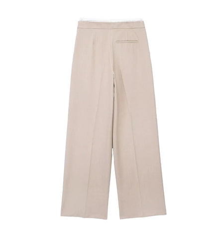Fady High Waisted Pants - back flat-lay product shot, beige - Miss Mosa By Akanksha