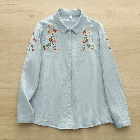 Faina Statement Cotton Shirt In Sky Blue - flat-lay product shot of shirt - Miss Mosa By Akanksha