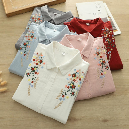 Faina Statement Cotton Shirt In White
