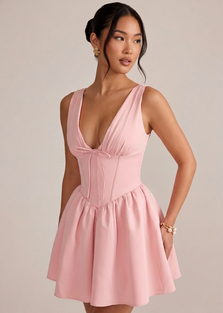Faith Mini Dress - front shot, pink - Miss Mosa By Akanksha