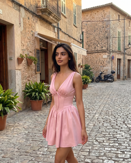 Faith Mini Dress - back shot, pink - Miss Mosa By Akanksha