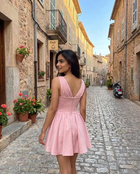 Faith Mini Dress - side shot, pink - Miss Mosa By Akanksha