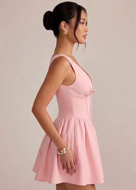 Faith Mini Dress - back product shot, pink - Miss Mosa By Akanksha