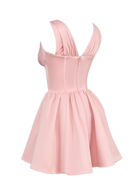 Faith Mini Dress - back product shot, pink - Miss Mosa By Akanksha