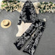 Fary Floral Woolen Coord Set - styled flat-lay shot, black - Miss Mosa By Akanksha