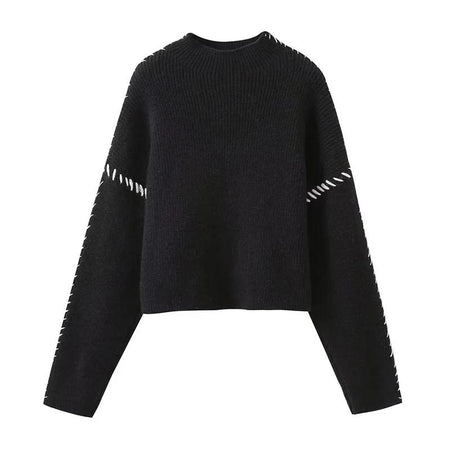Fedora Oversized Sweater In Black - front shot on hanger - Miss Mosa By Akanksha