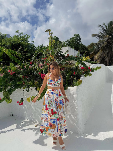 Feli Summer Coord Set In Multicolour - full-length front shot on model - Miss Mosa By Akanksha