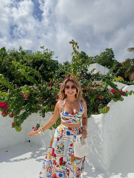 Feli Summer Coord Set In Multicolour - full-length front shot on model - Miss Mosa By Akanksha
