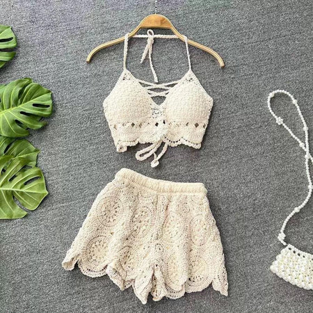 Femma 2 Piece Coord Set - Resortwear Set - styled flat-lay shot, cream - Miss Mosa By Akanksha