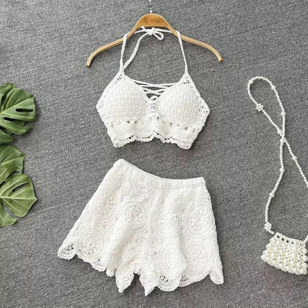 Femma 2 Piece Coord Set - Resortwear Set - styled flat-lay shot, white - Miss Mosa By Akanksha