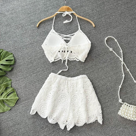 Femma 2 Piece Coord Set - Resortwear Set - styled flat-lay shot, white - Miss Mosa By Akanksha