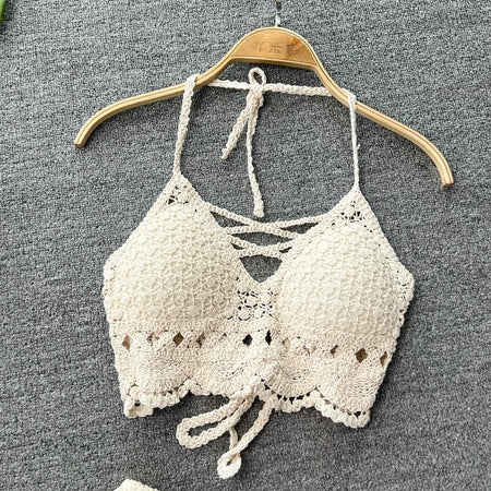 Femma 2 Piece Coord Set - Resortwear Set - close-up of top, cream - Miss Mosa By Akanksha