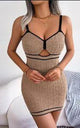 Feodora Statement Dress - front shot on model, beige - Miss Mosa By Akanksha
