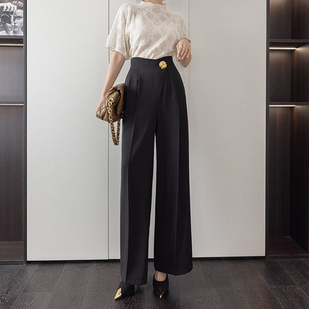 Feodra Luxe Formal Pants In Black - front shot on model - Miss Mosa By Akanksha