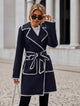 Ferria Oversized Woolen Long Overcoat - front shot on model outdoors, navy - Miss Mosa By Akanksha