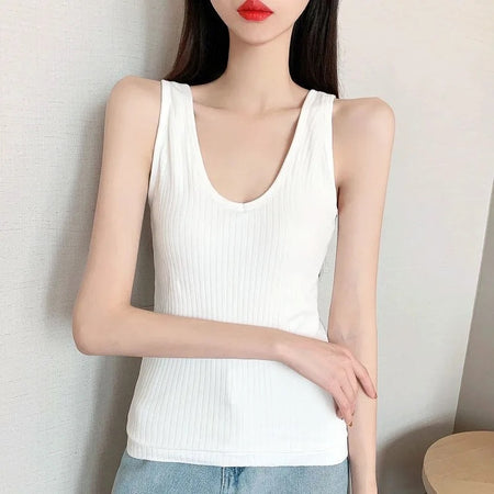 Fia Warm Tank Tops with Fleece Lining - front shot on model, white - Miss Mosa By Akanksha