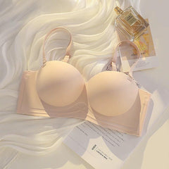 Fila Luxe Seamless Bralettes - Detachable Straps - styled flat-lay shot, beige - Miss Mosa By Akanksha