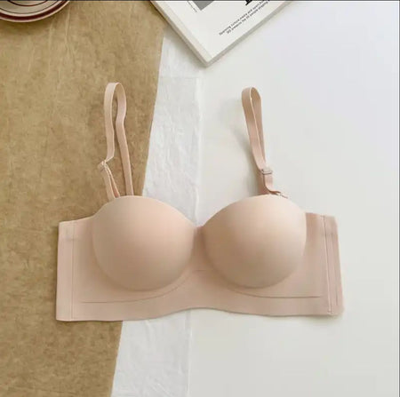 Fila Luxe Seamless Bralettes - Detachable Straps - styled flat-lay shot, beige - Miss Mosa By Akanksha