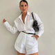Filo Summer Two Piece Linen Coord Set - front shot on model, white - Miss Mosa By Akanksha
