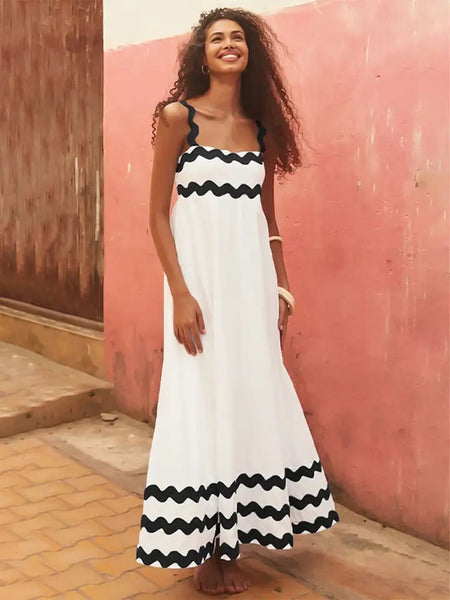 Finn Holiday Midi Dress - full-length shot on model, white - Miss Mosa By Akanksha