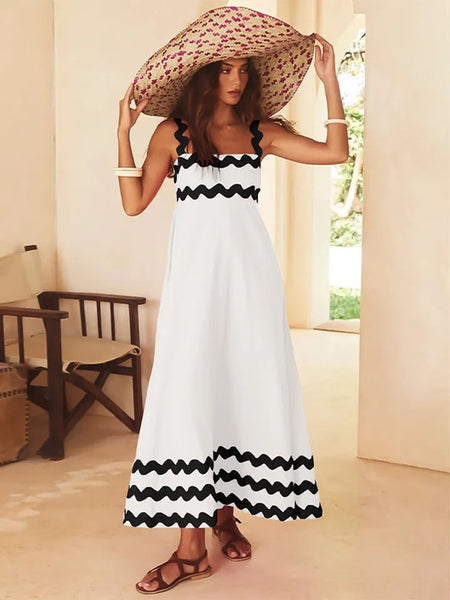 Finn Holiday Midi Dress - full-length shot on model, white - Miss Mosa By Akanksha