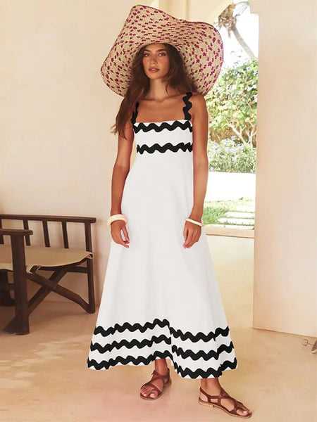 Finn Holiday Midi Dress - full-length shot on model, white - Miss Mosa By Akanksha