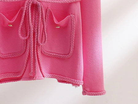 Fiyet Coord Set - close-up of pockets, pink - Miss Mosa By Akanksha