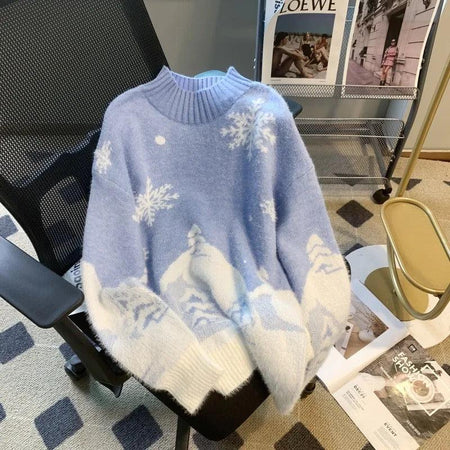 Flakes Woolen Sweater - lifestyle product shot, blue - Miss Mosa By Akanksha