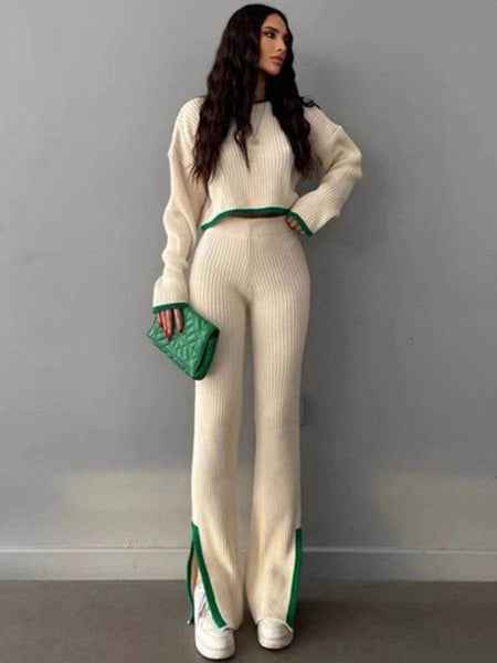 Flavia Woolen Coord Set - full-length shot on model, cream - Miss Mosa By Akanksha