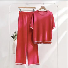 Flexxi Knitted Cotton Co-ord Set - front shot on hanger, red - Miss Mosa By Akanksha