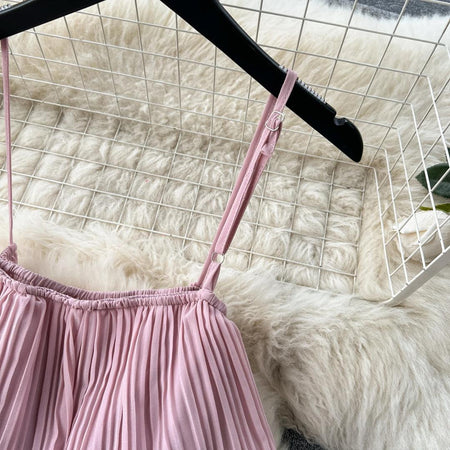 Flora Statement Jumpsuit In Pink - close-up of the adjustable strap detail - Miss Mosa By Akanksha