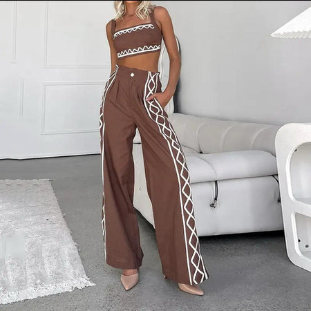 Flora Statement Summer Coord Set In Brown - front shot on model standing - Miss Mosa By Akanksha
