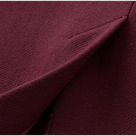 Floretta Formal Coat - close-up of collar and lapel, wine - Miss Mosa By Akanksha