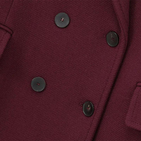 Floretta Formal Coat - close-up of button detail, wine - Miss Mosa By Akanksha