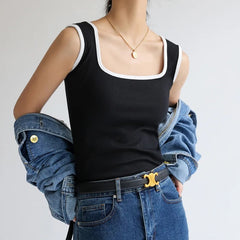 Folio Tank Top - front shot on model, black - Miss Mosa By Akanksha