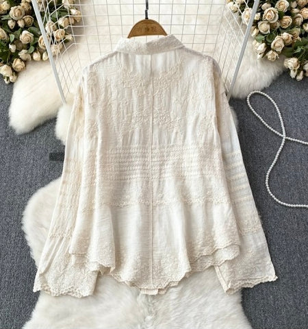 Fory Premium Embroidered Cotton Shirts In Beige - flat-lay shot of the back of the shirt - Miss Mosa By Akanksha