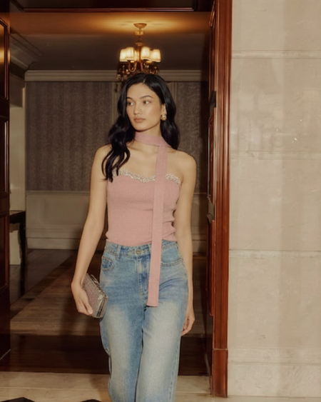 Hazel Padded Top With Scarf